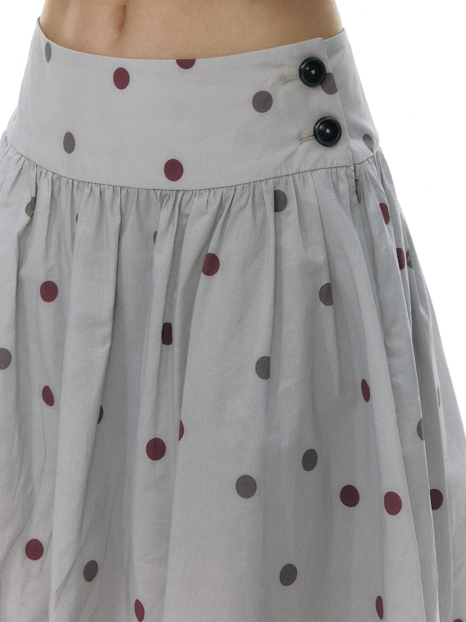 NAPSNAPS Polka Dot Pleated Tulip High Waist Vintage Women&