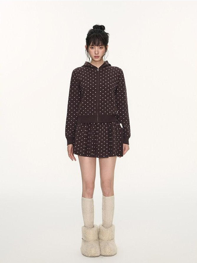 NAPSNAPS Polka Dot Pom Pom Knitted Double Layer Women&
