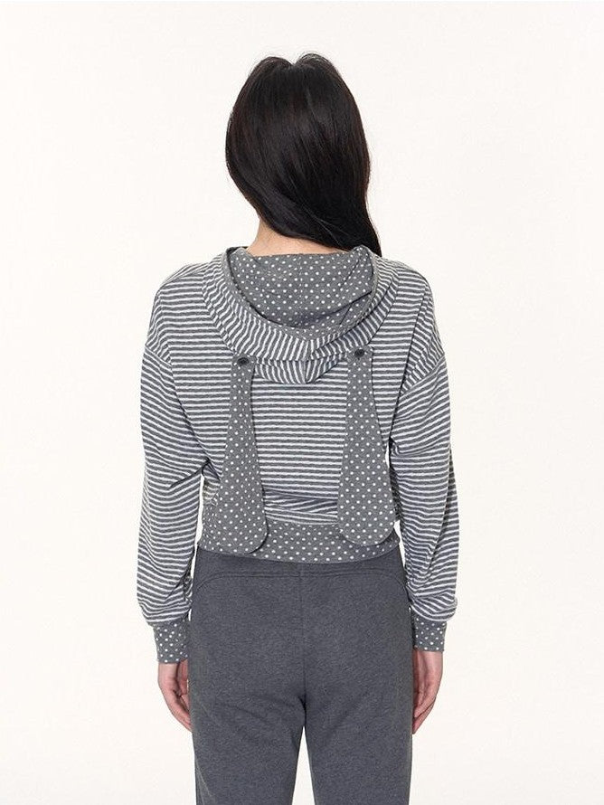 NAPSNAPS Polka Dot Reversible Rabbit Ear Zip Up Women&