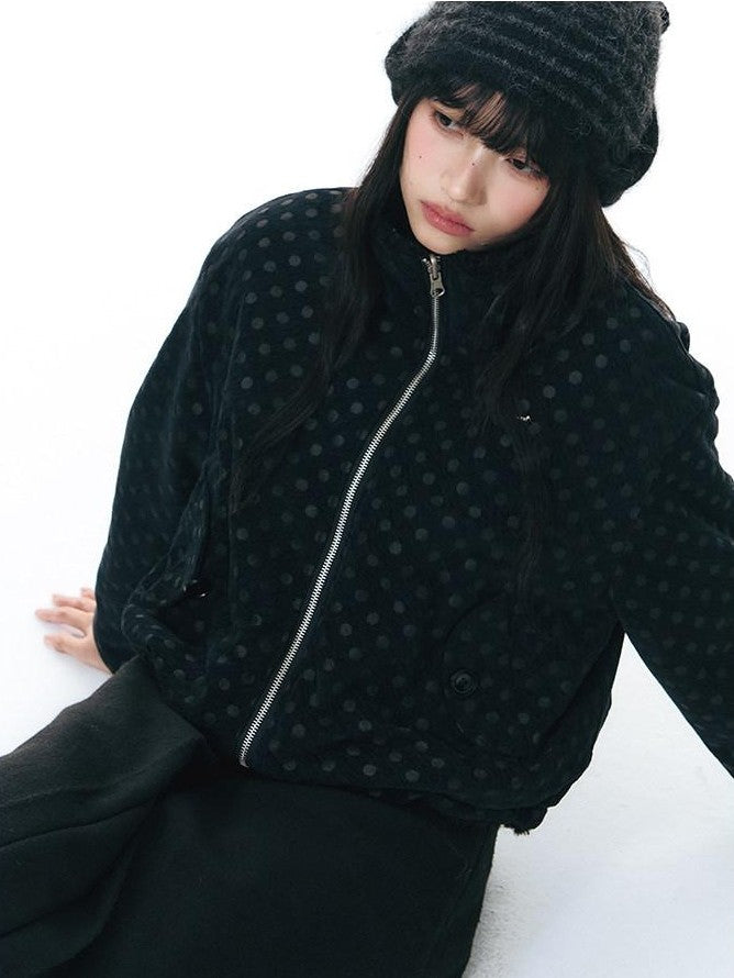 NAPSNAPS Polka Dot Reversible Stand Collar Women&