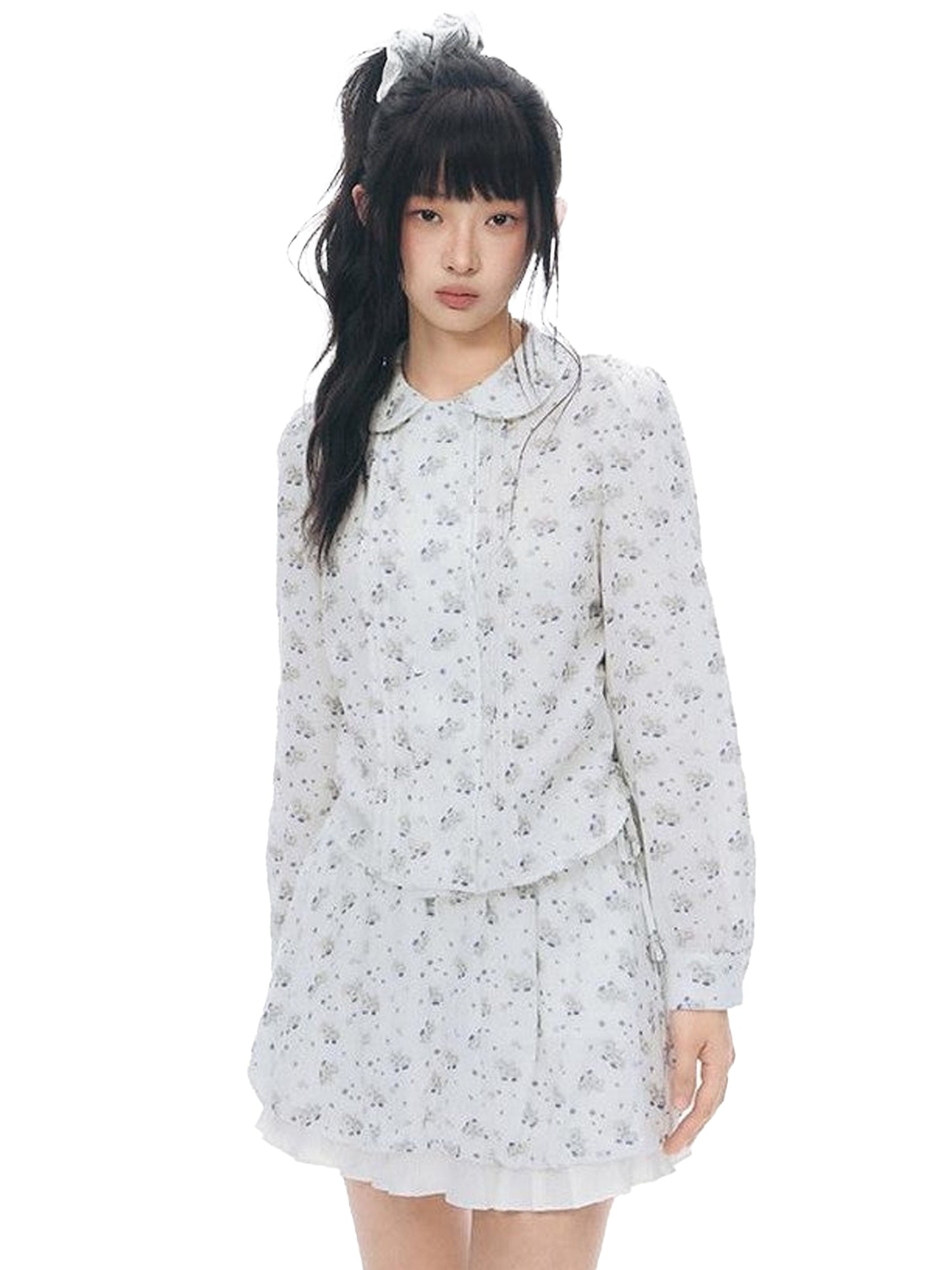 NAPSNAPS Pony Print Puff Sleeve Collared Women&