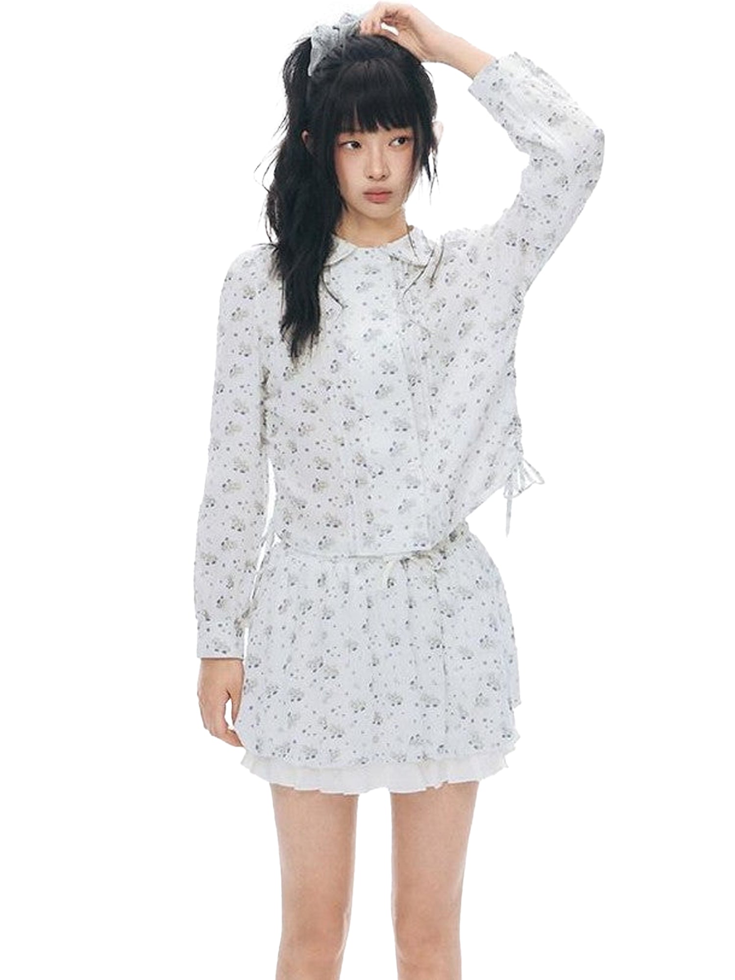 NAPSNAPS Pony Print Puff Sleeve Collared Women&