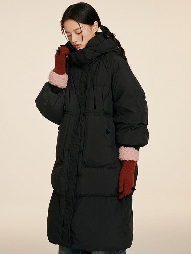 NAPSNAPS Puffer Zipper Patchwork Hooded Loose Women&