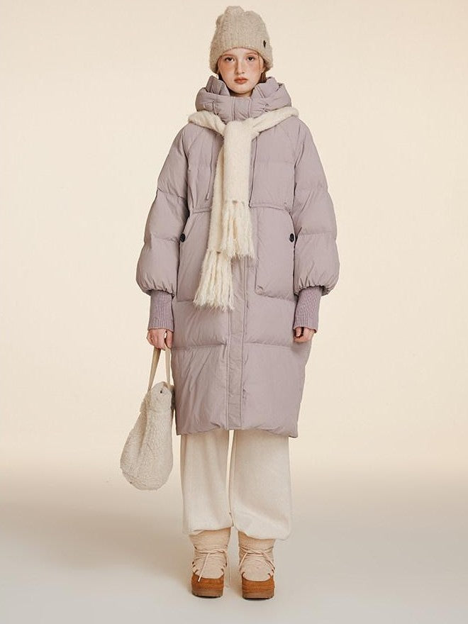 NAPSNAPS Puffer Zipper Patchwork Hooded Loose Women&
