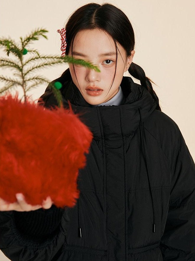 NAPSNAPS Puffer Zipper Patchwork Hooded Loose Women&