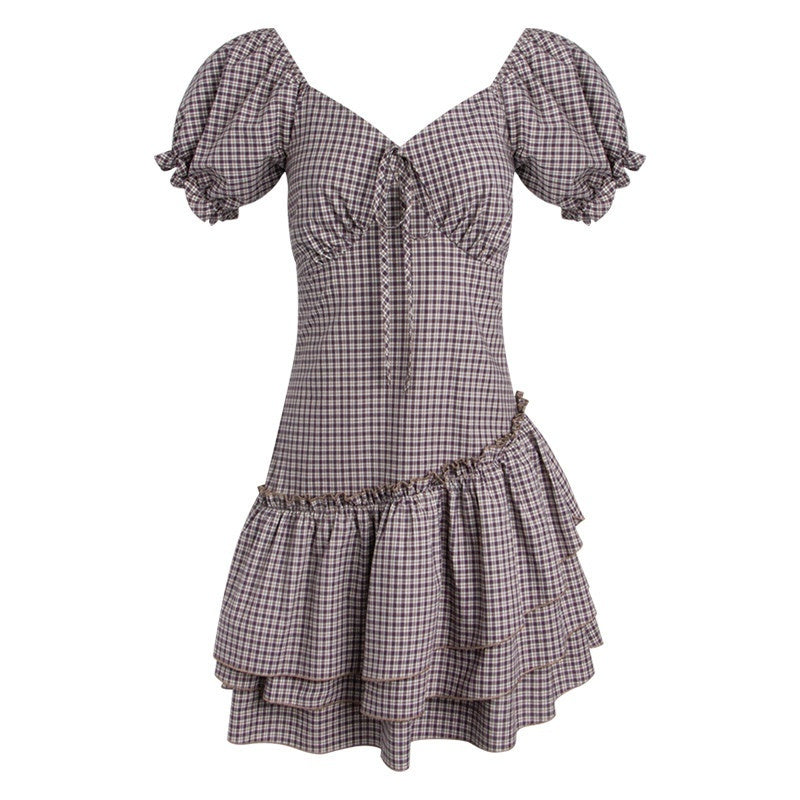NAPSNAPS_Purple_Plaid_Asymmetrical_Double_Layer_V-neck_Women&