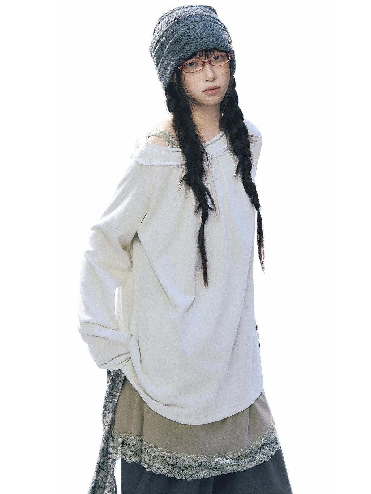 NAPSNAPS Raw Hem Drawstring Loose Fit Women&