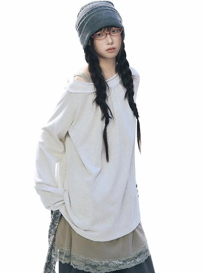 NAPSNAPS Raw Hem Drawstring Loose Fit Women&