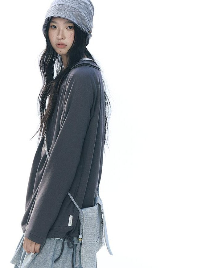 NAPSNAPS Raw Hem Drawstring Loose Fit Women&
