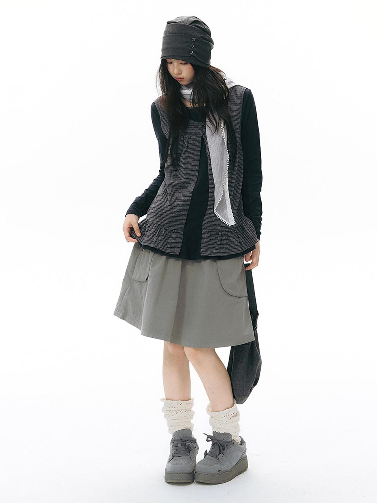 NAPSNAPS Retro Utility Button Wide Waist A Line Women&