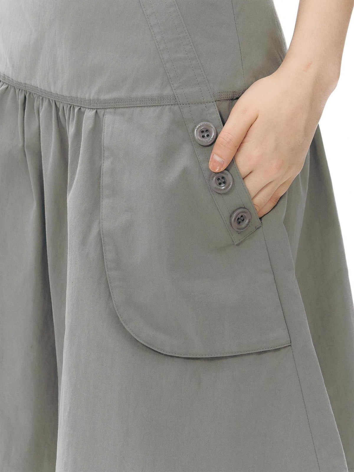 NAPSNAPS Retro Utility Button Wide Waist A Line Women&