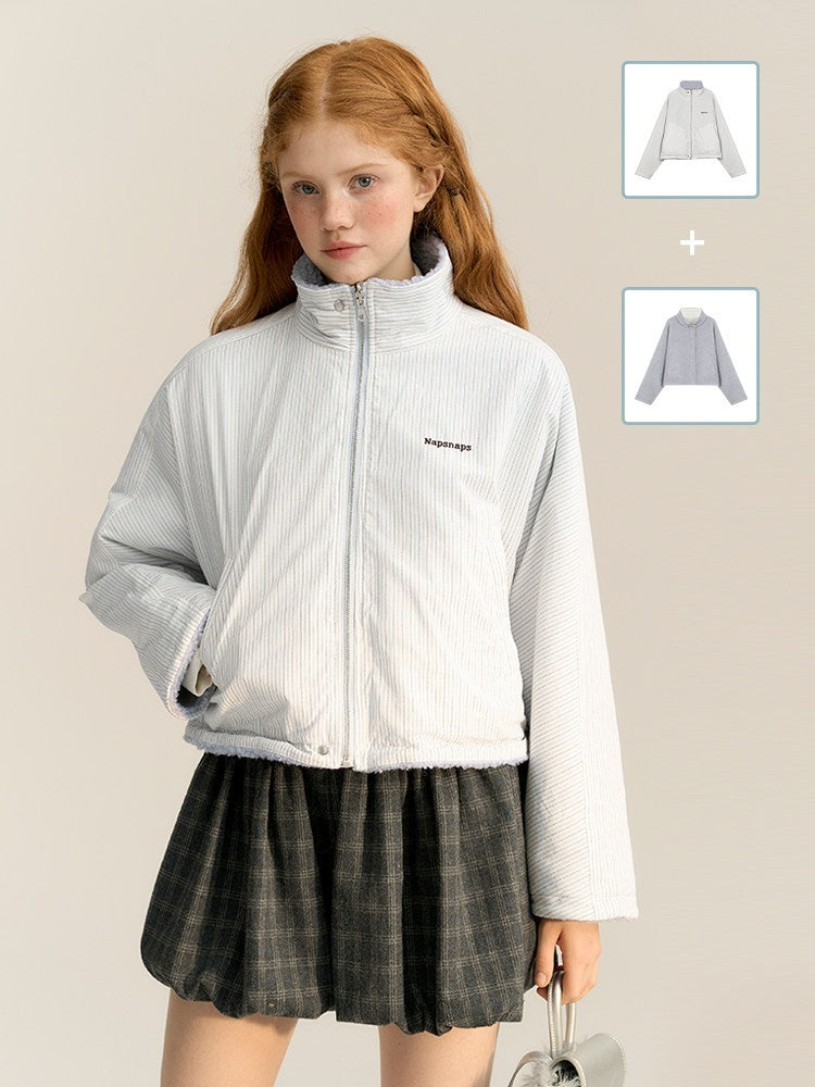 NAPSNAPS_Reversible_Embroidered_Striped_Stand_Collar_Women&