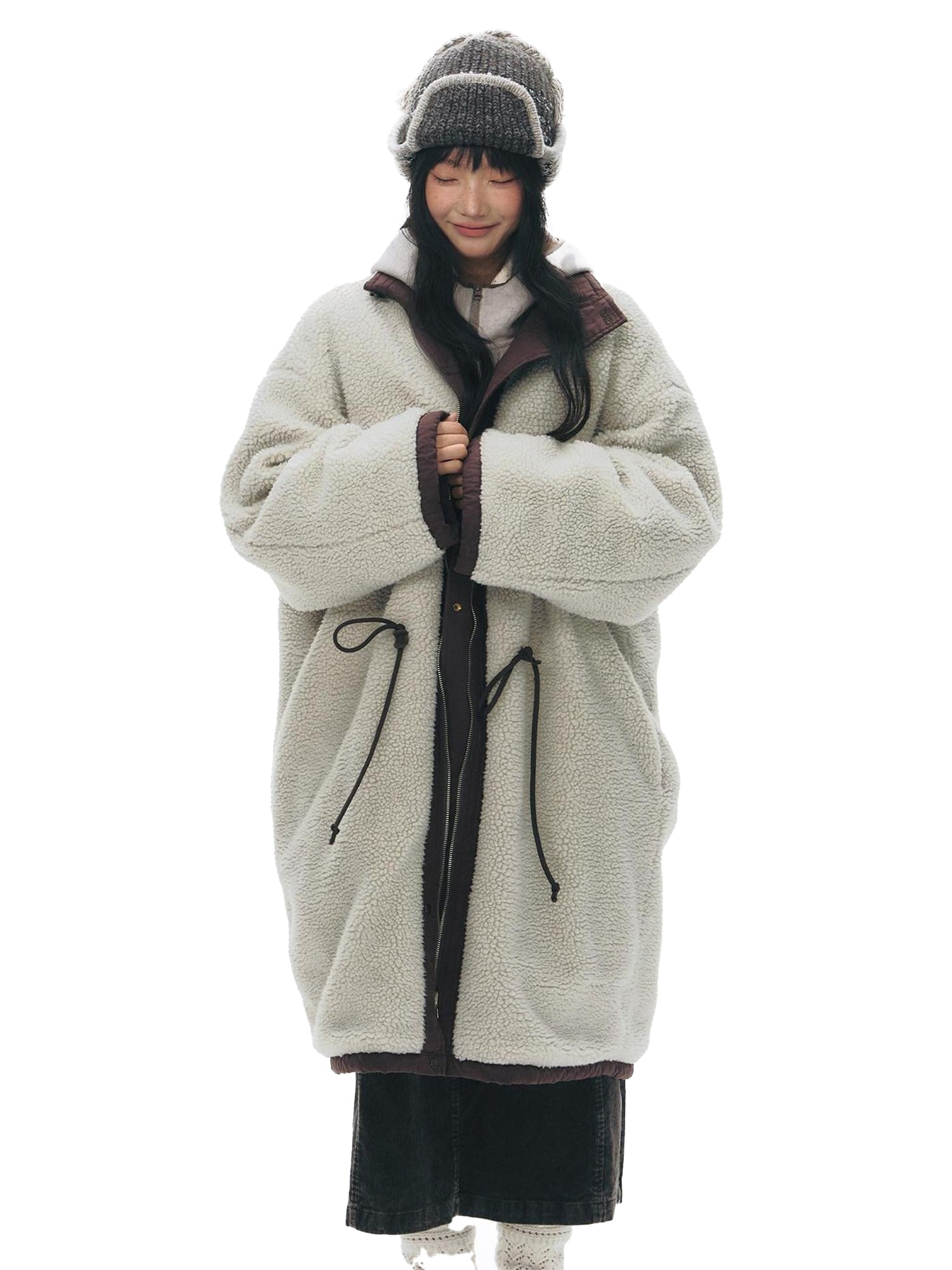 NAPSNAPS Reversible Shearling Stand Collar Women&