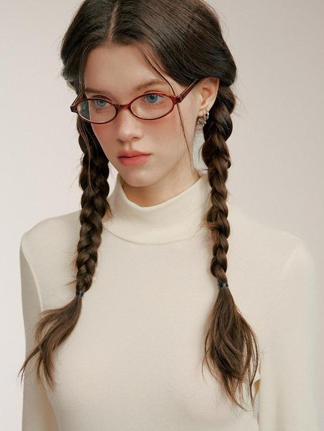 NAPSNAPS Ruffle Hem Pleated Slim Fit Turtleneck Women&
