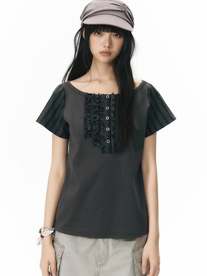 NAPSNAPS Ruffle Patchwork Knit Women&