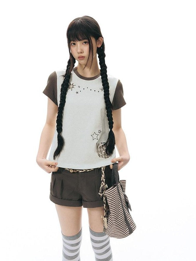 NAPSNAPS Snail Patch Contrast Embroidery Women&