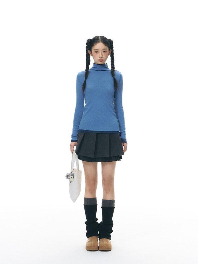 NAPSNAPS Solid Fine Knit High Neck Slim Fit Women&