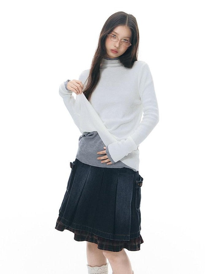 NAPSNAPS Solid Fine Knit High Neck Slim Fit Women&