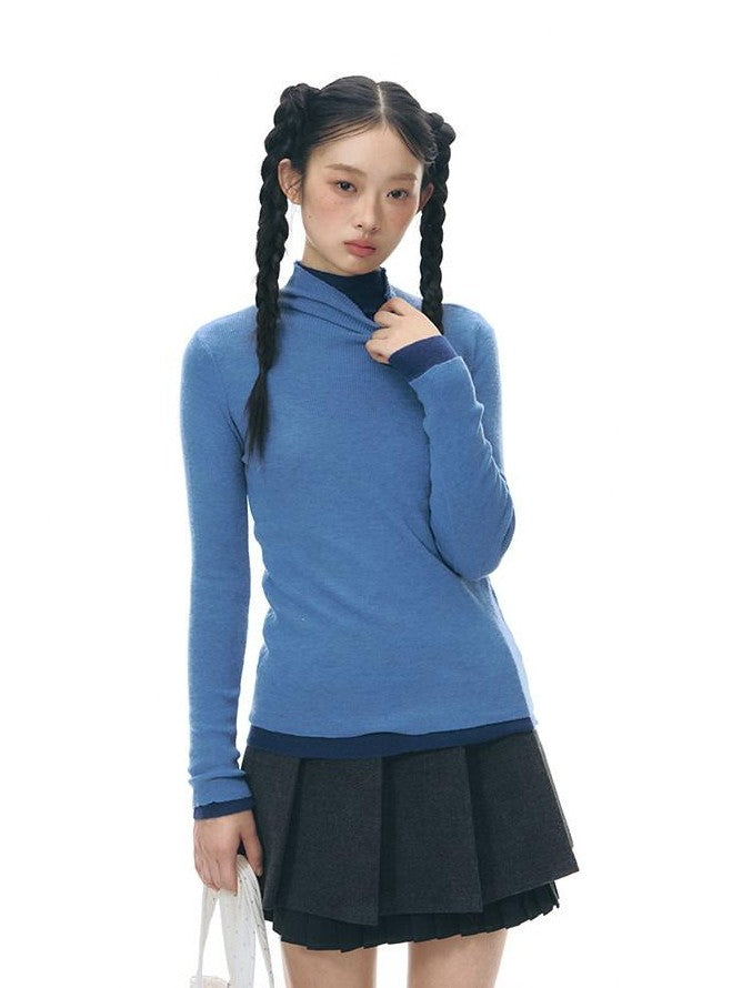 NAPSNAPS Solid Fine Knit High Neck Slim Fit Women&