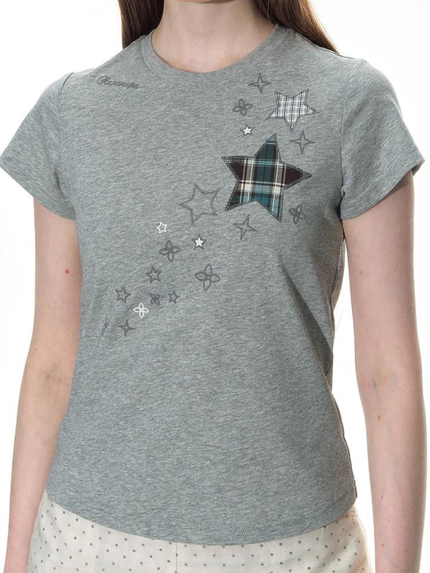NAPSNAPS Star Applique Embroidered Slim Fit Women&