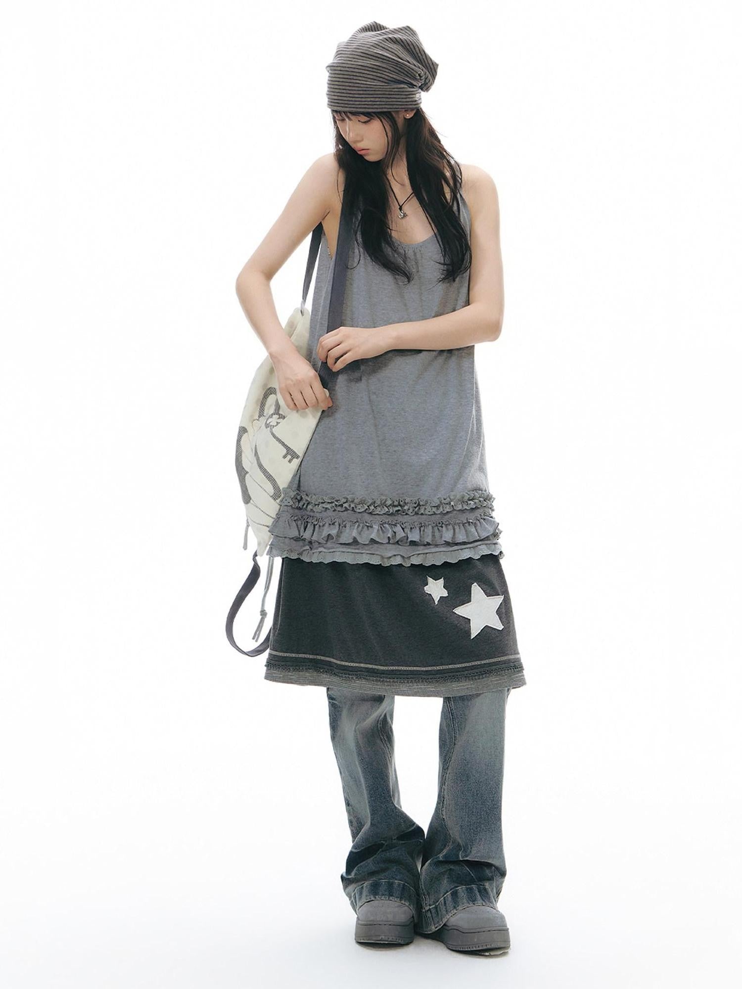 NAPSNAPS Star Applique Knitted Patchwork Women&