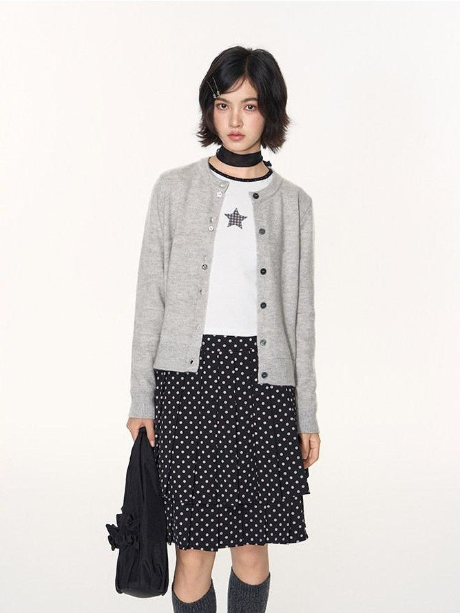 NAPSNAPS Star Print Contrast Collar Crop Women&