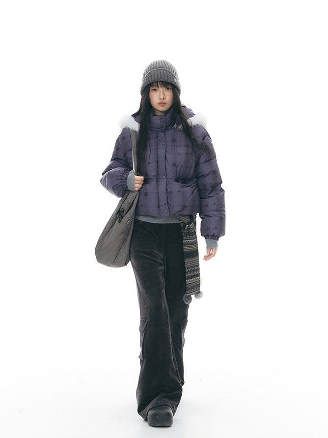 NAPSNAPS Star Print Detachable Hood Women&