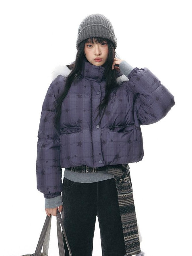 NAPSNAPS Star Print Detachable Hood Women&