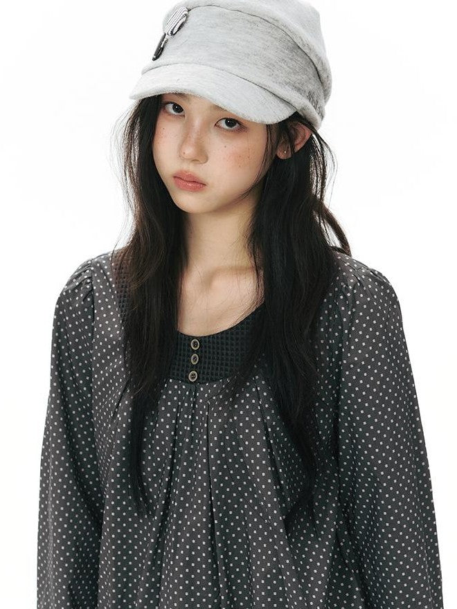 NAPSNAPS Star Print Patchwork Doll Shirtdress Women&