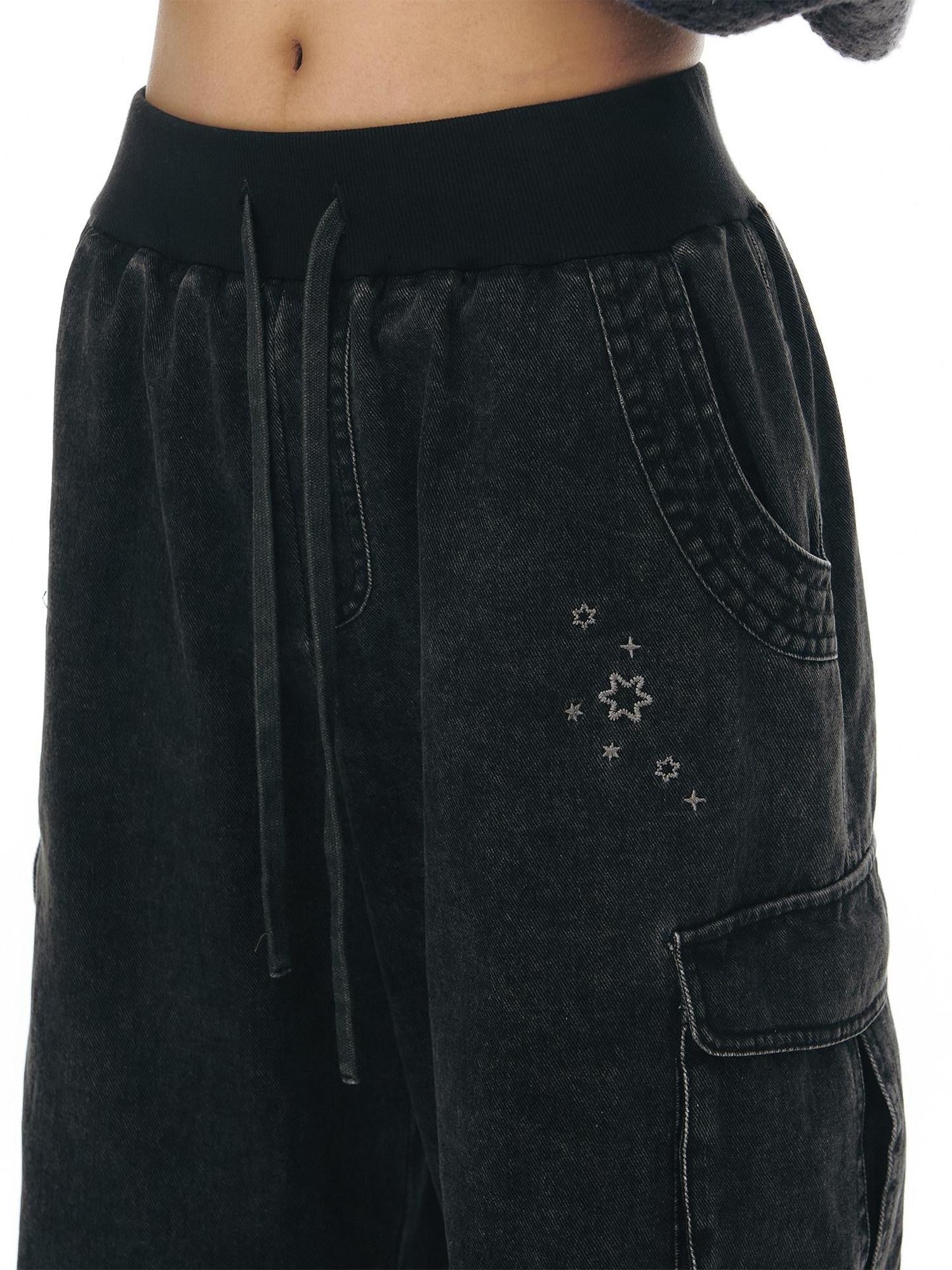 NAPSNAPS Stonewash Embroidered High Waist Women&
