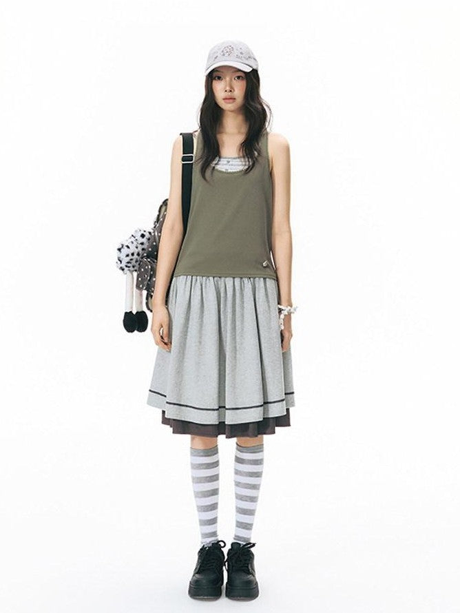 NAPSNAPS Striped Button Halter Detachable Straps Women&