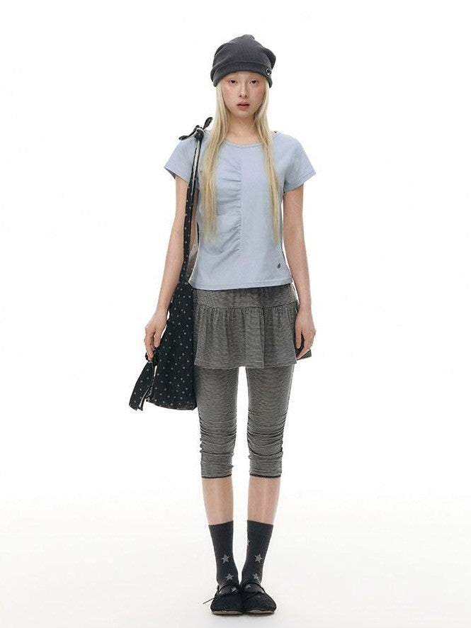 NAPSNAPS Striped Buttoned Pleated Slim Women&