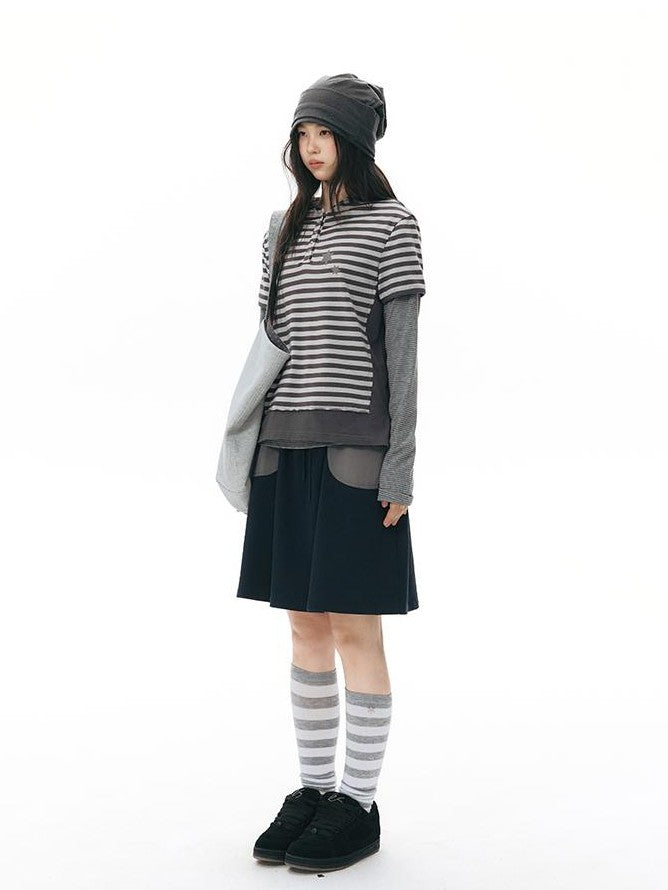 NAPSNAPS Striped Contrast Hooded Knit Women&