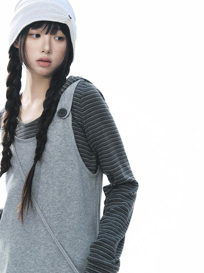 NAPSNAPS Striped Embroidered Hooded U Neck Knit Women&