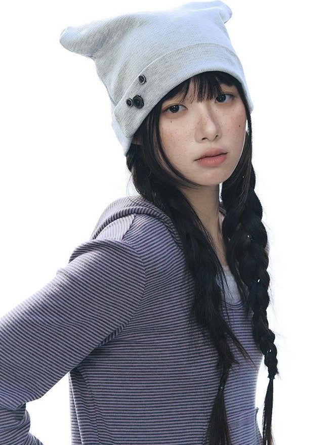NAPSNAPS Striped Embroidered Hooded U Neck Knit Women&