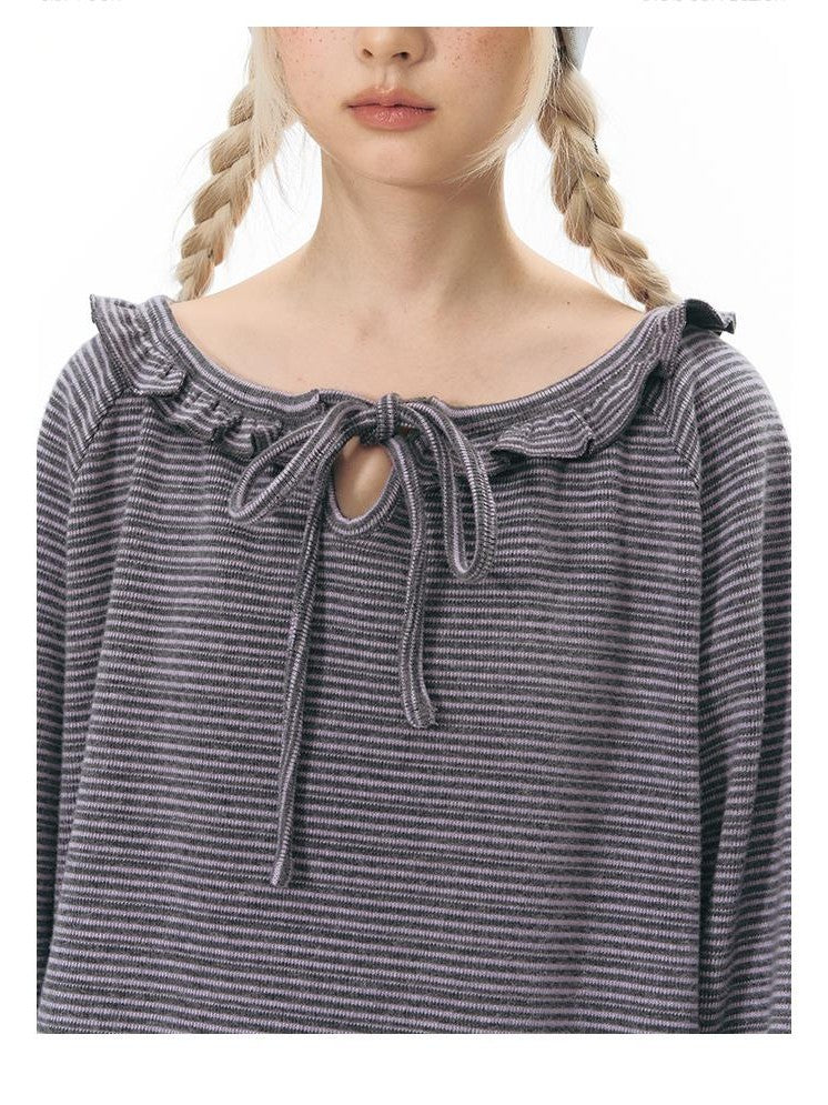 NAPSNAPS Striped Embroidered Ruffle Drawstring Women&