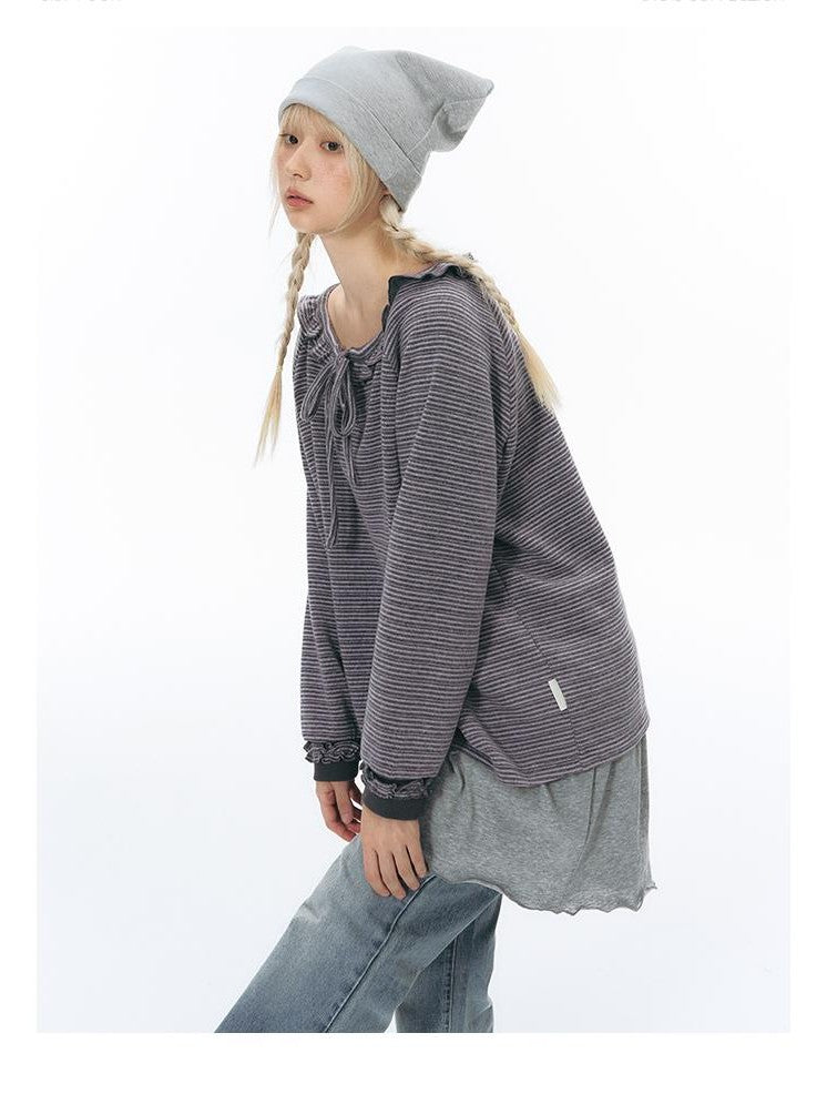 NAPSNAPS Striped Embroidered Ruffle Drawstring Women&