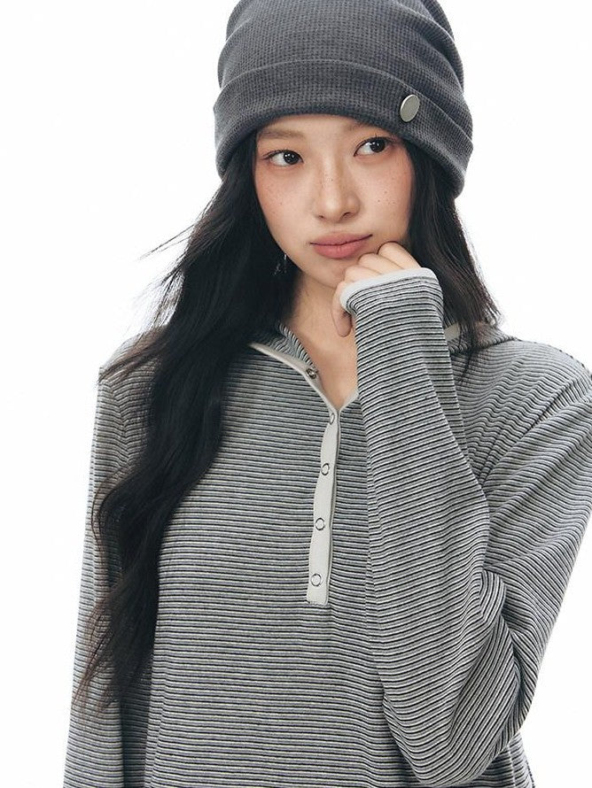 NAPSNAPS Striped Hooded Embroidered Patchwork Women&