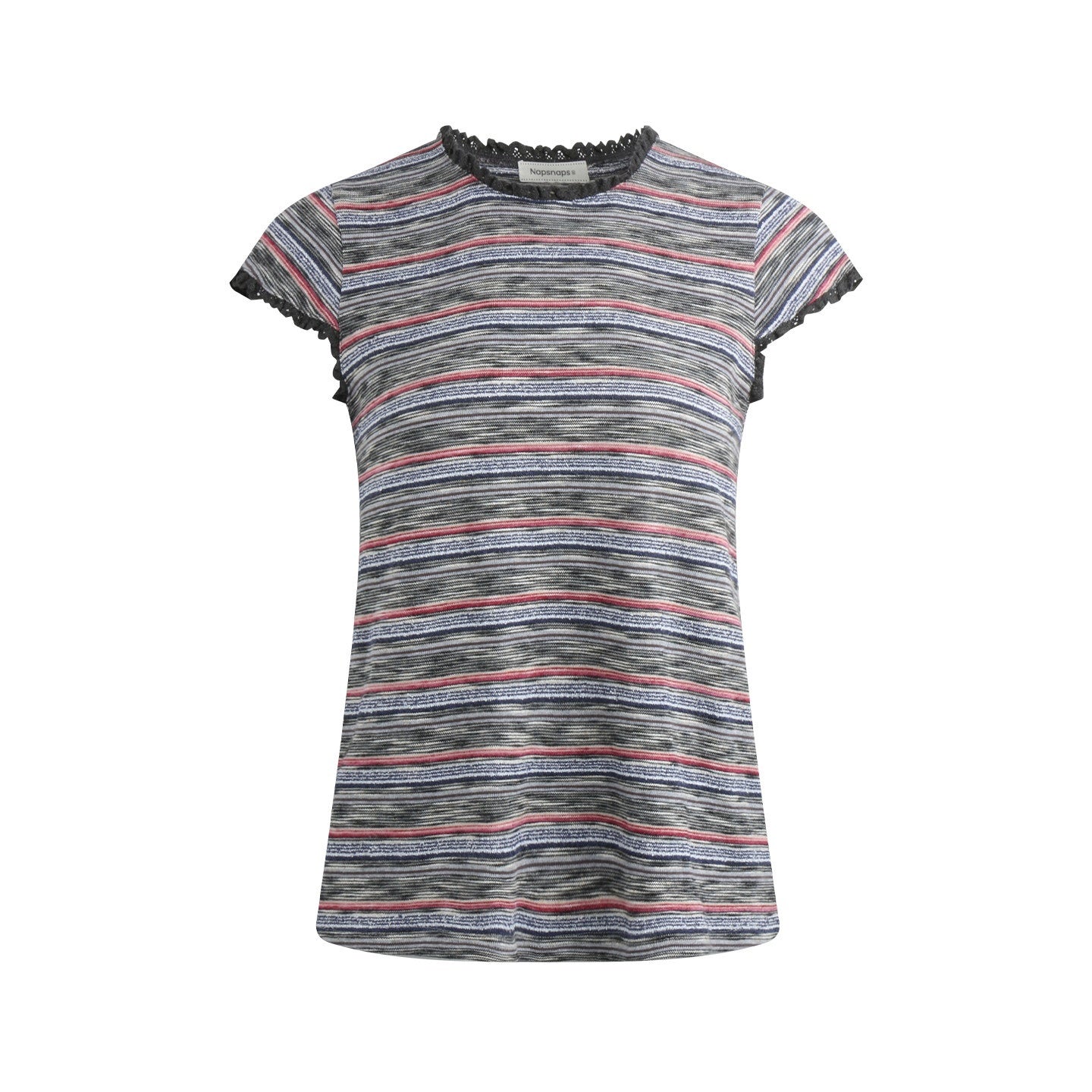 NAPSNAPS_Striped_Lace_Trim_Slim_Waist_Flutter_Sleeve_Women&