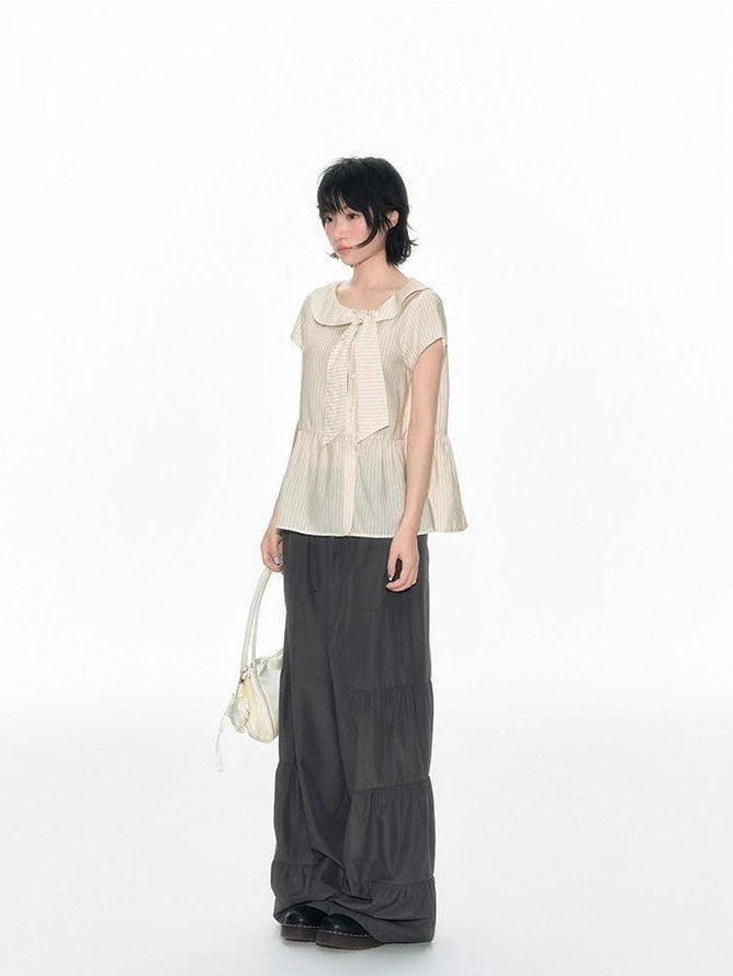 NAPSNAPS Taupe Pleated Drawstring Pocket Sunproof Women&