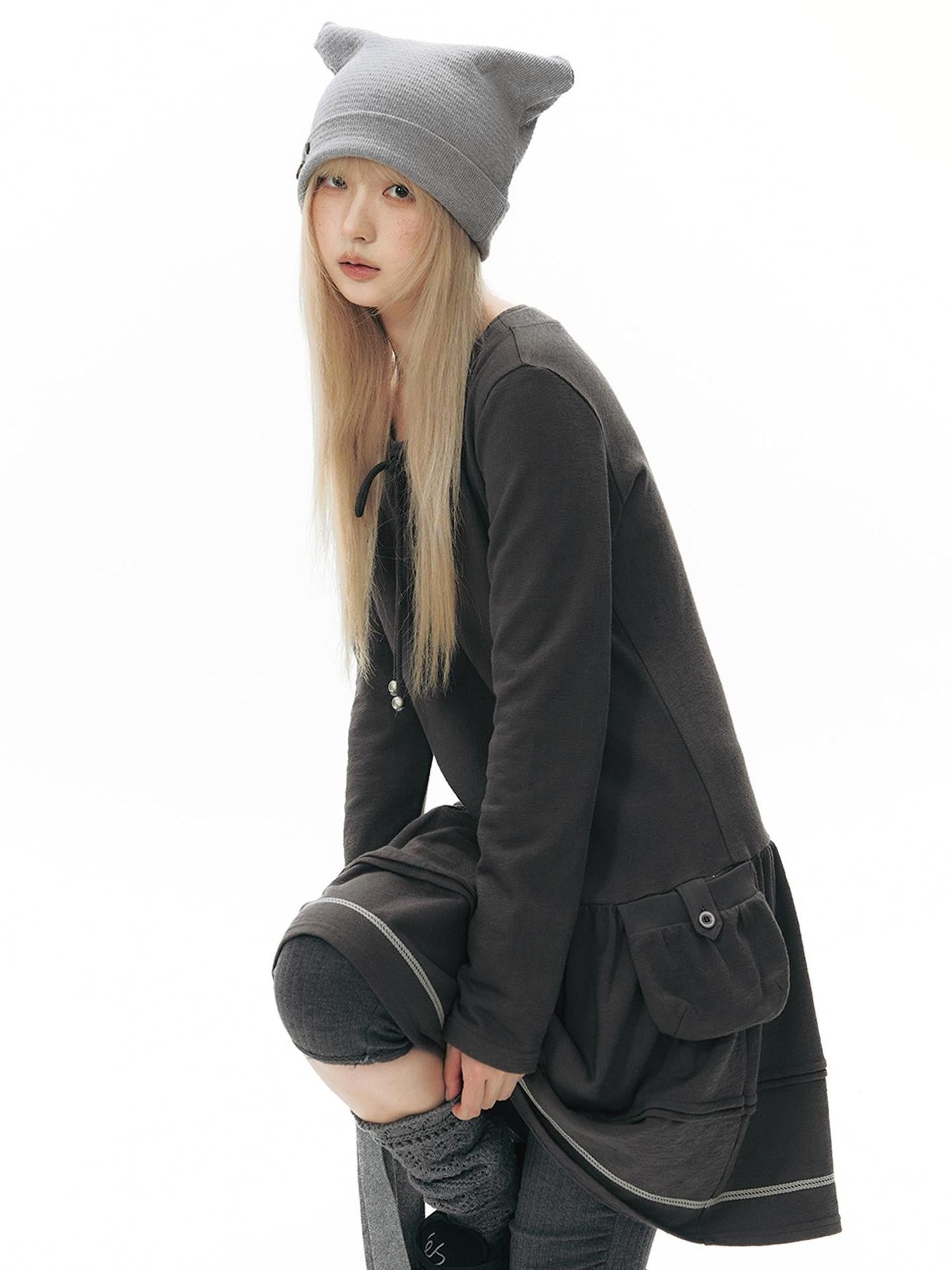 NAPSNAPS Textured Cat Ear High Top Slouchy Women&