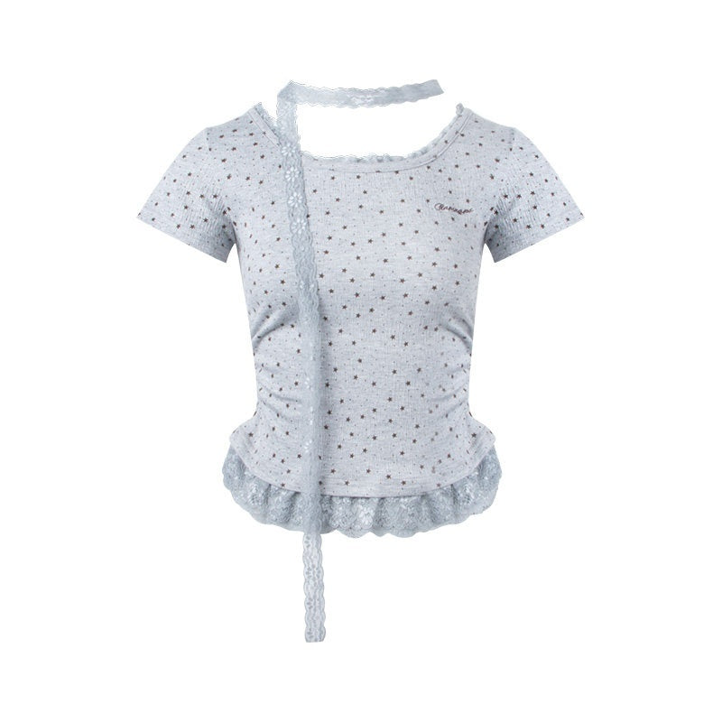 NAPSNAPS_Textured_Star_Print_Lace_Spliced_Women&