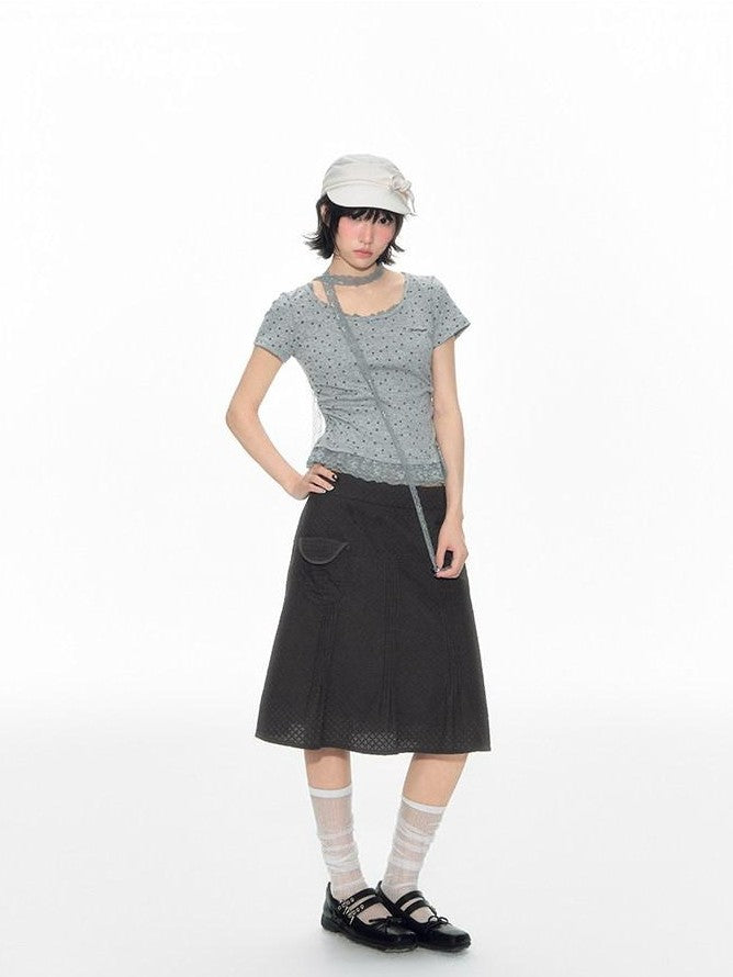 NAPSNAPS Textured Star Print Lace Spliced Women&