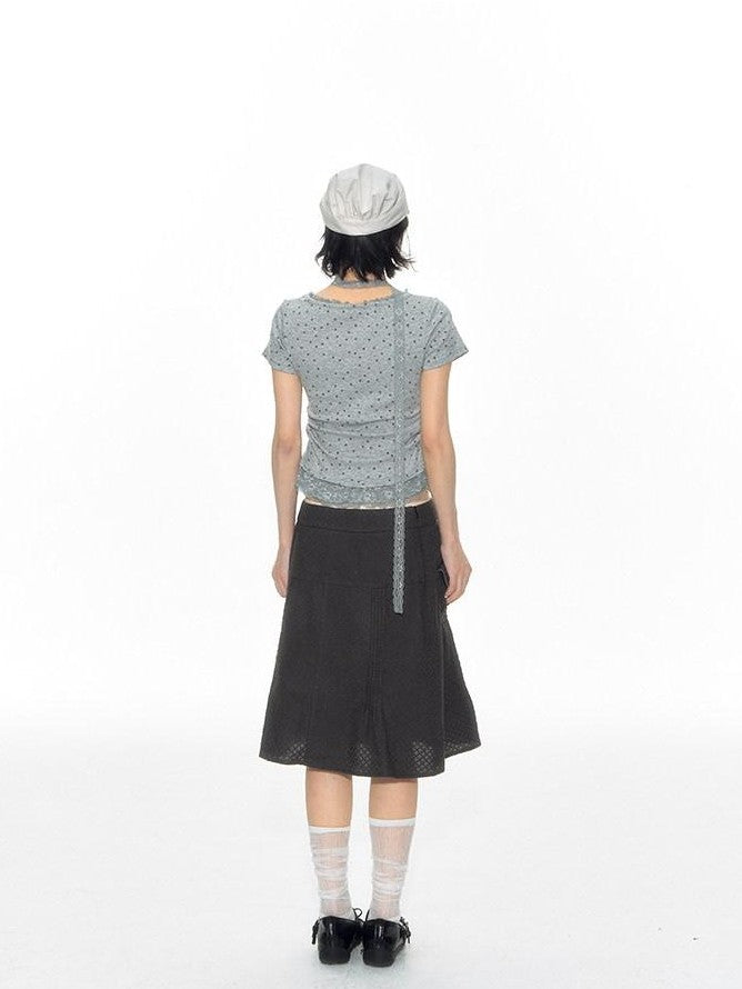 NAPSNAPS Textured Star Print Lace Spliced Women&