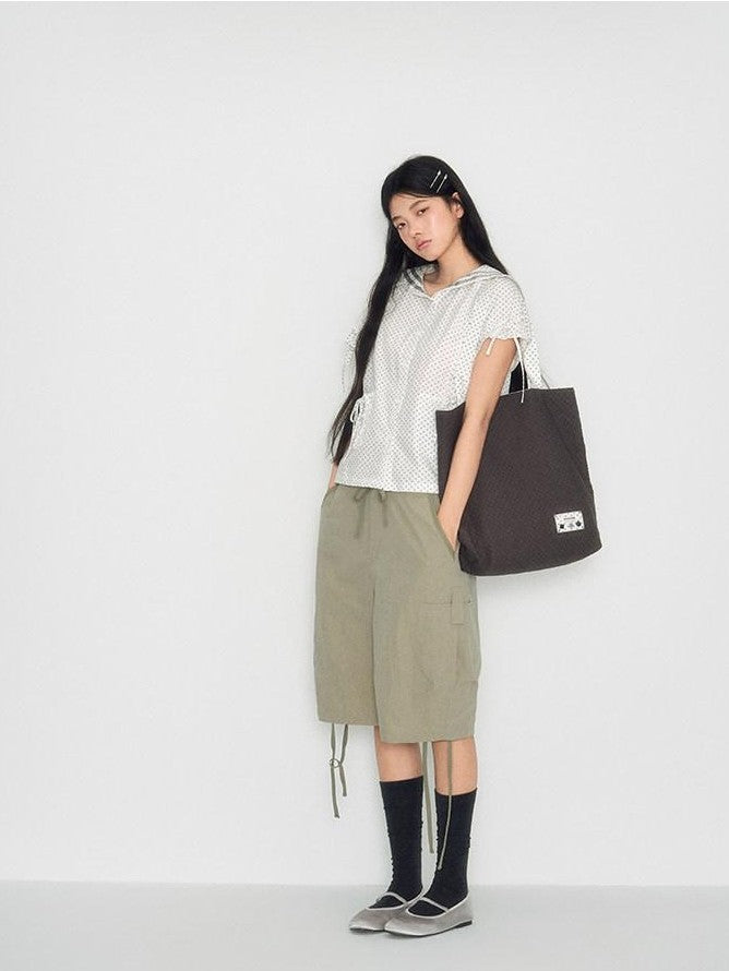 NAPSNAPS Utility Cargo Pocket Drawstring Curved Hem Women&