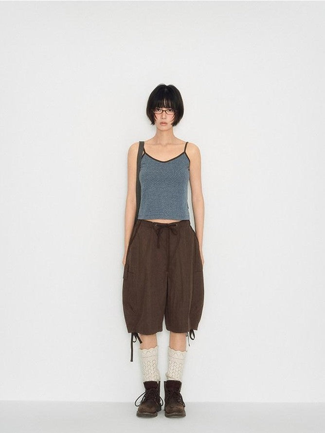 NAPSNAPS Utility Cargo Pocket Drawstring Curved Hem Women&