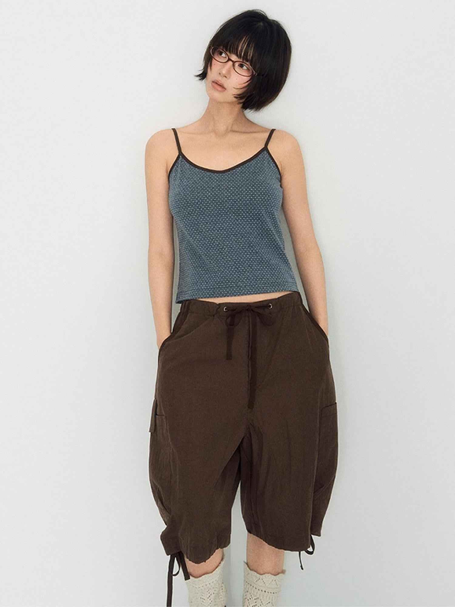 NAPSNAPS Utility Cargo Pocket Drawstring Curved Hem Women&