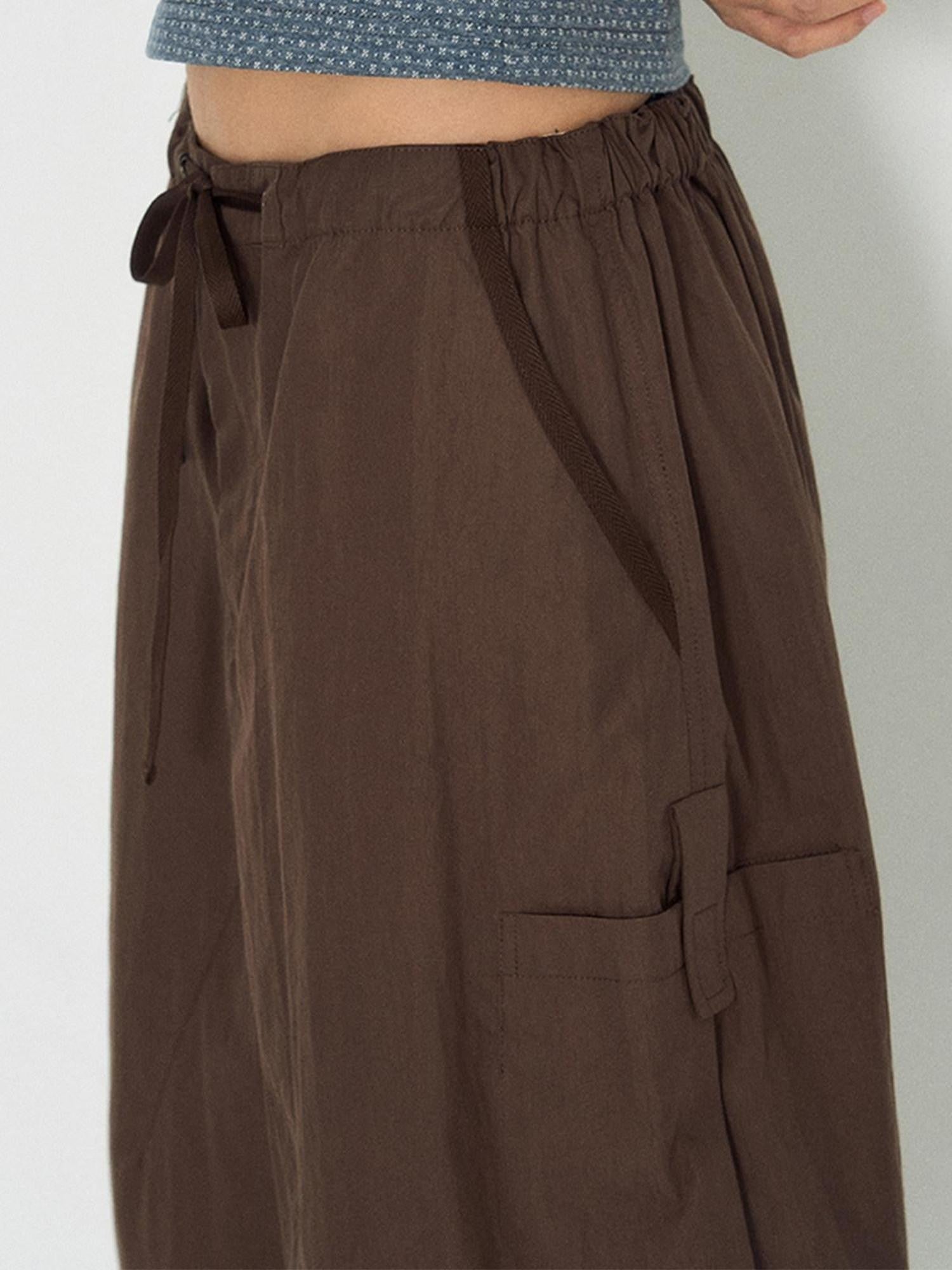 NAPSNAPS Utility Cargo Pocket Drawstring Curved Hem Women&
