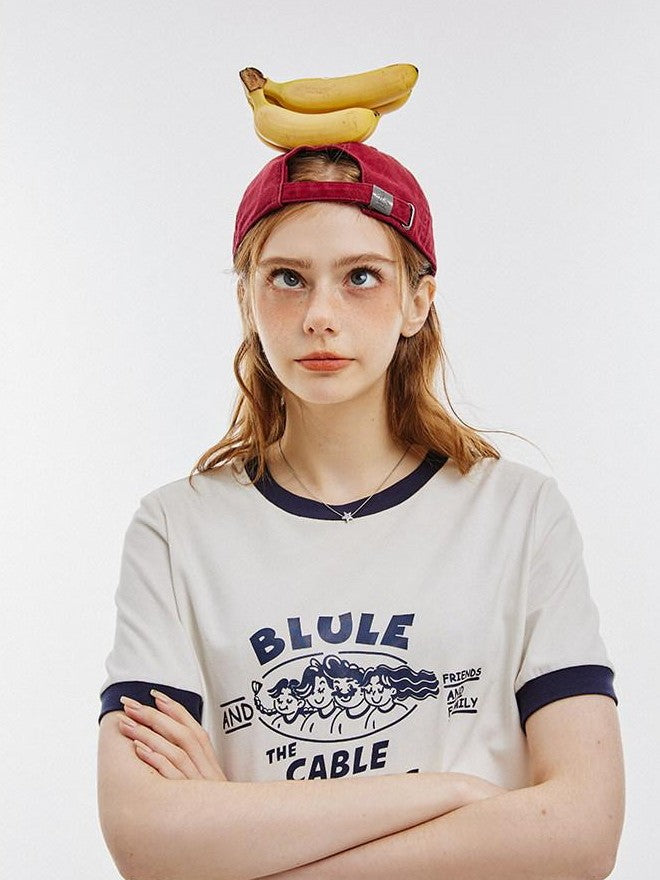 NAPSNAPS Vintage Cartoon Text Print Slim Crop Women&