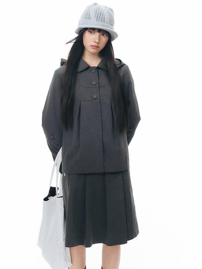 NAPSNAPS Vintage Detachable Hood Cape Doll Collar Women&